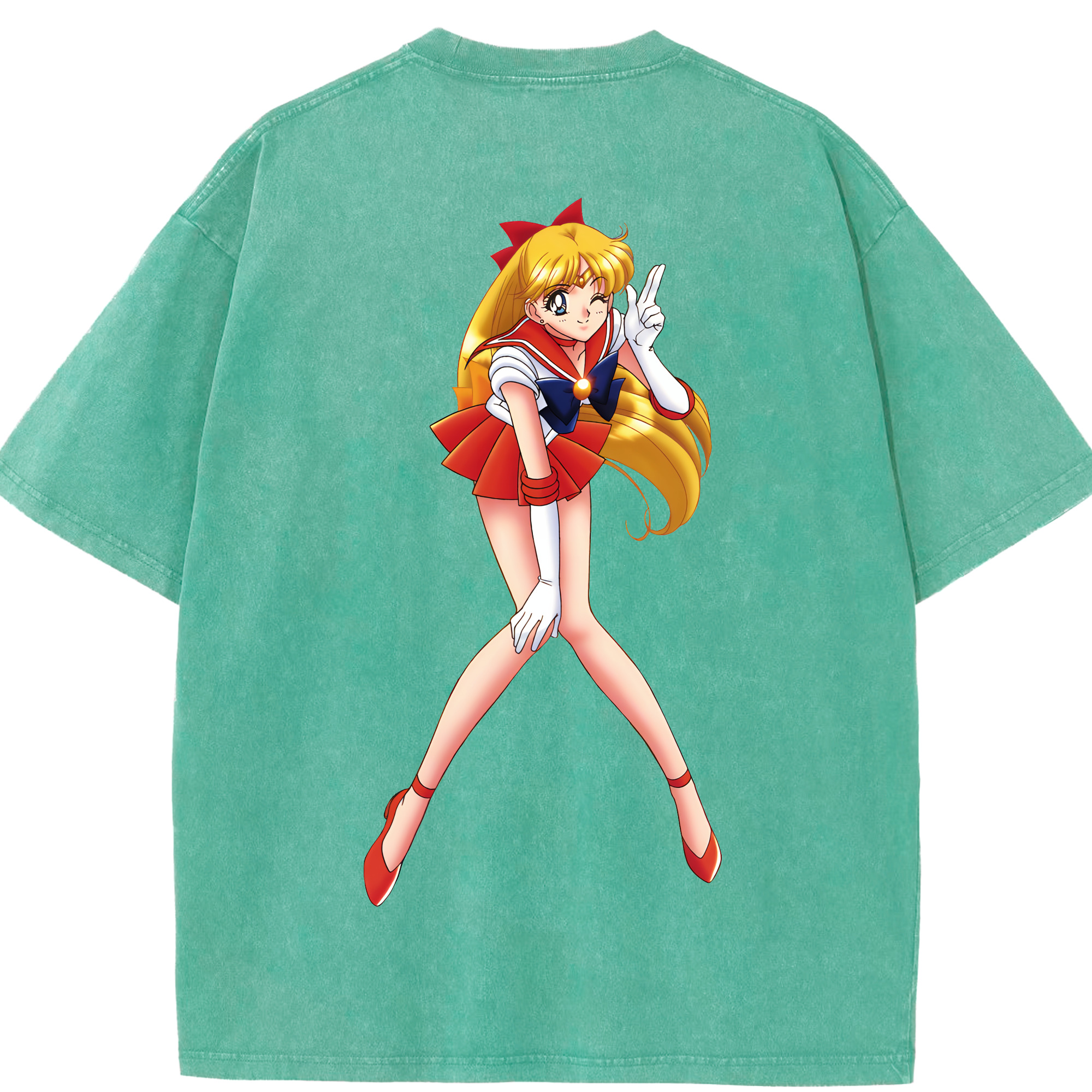 （画像用） 美少女戦士セーラームーン 愛野 美奈子 あいの みなこ Sailor Moon Aino Minako 綿100% ヴィンテージ風 半袖Tシャツ（背面プリント）